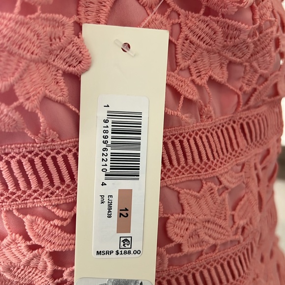 Eliza J. Asymmetric Hem Lace Dress in Pink, Size 12 New w/Tag - Picture 9 of 10
